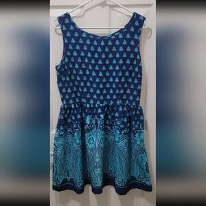 Pinky Blue Midi Fit and Flare Resort Skirt